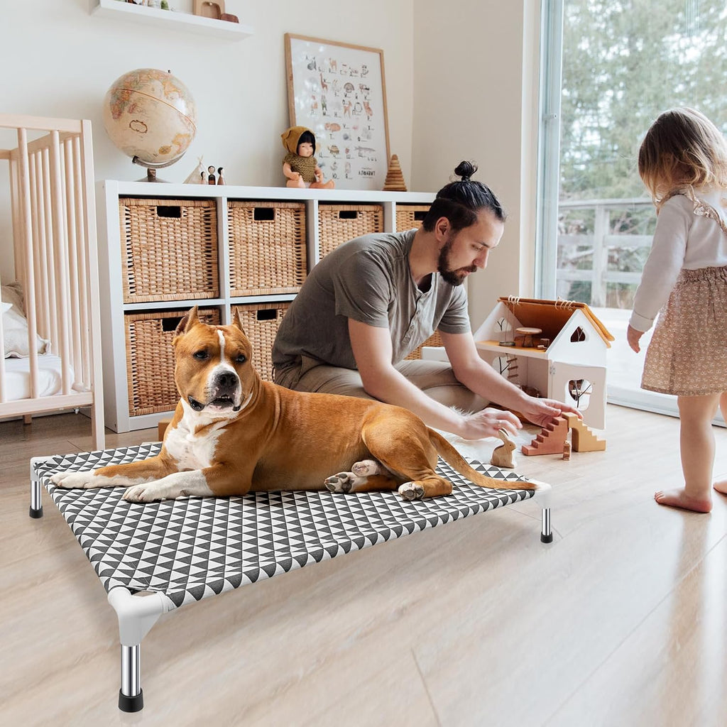 Kuntrust Elevated Outdoor Dog Bed, Large Size, Fits up to 100lbs