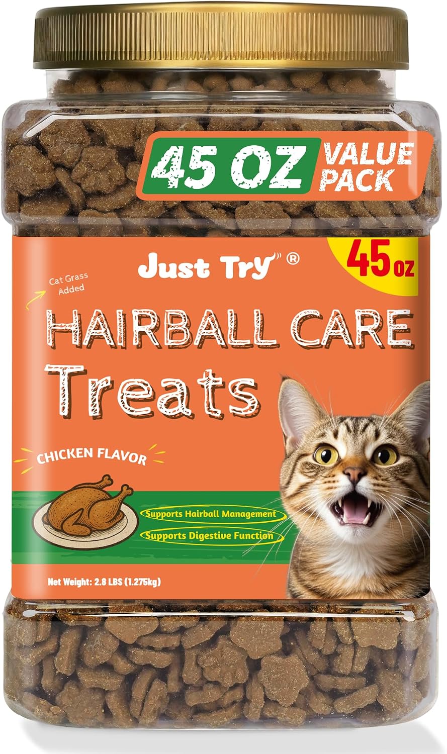 Just Try Hairball Support Healthy Cat Training Treats