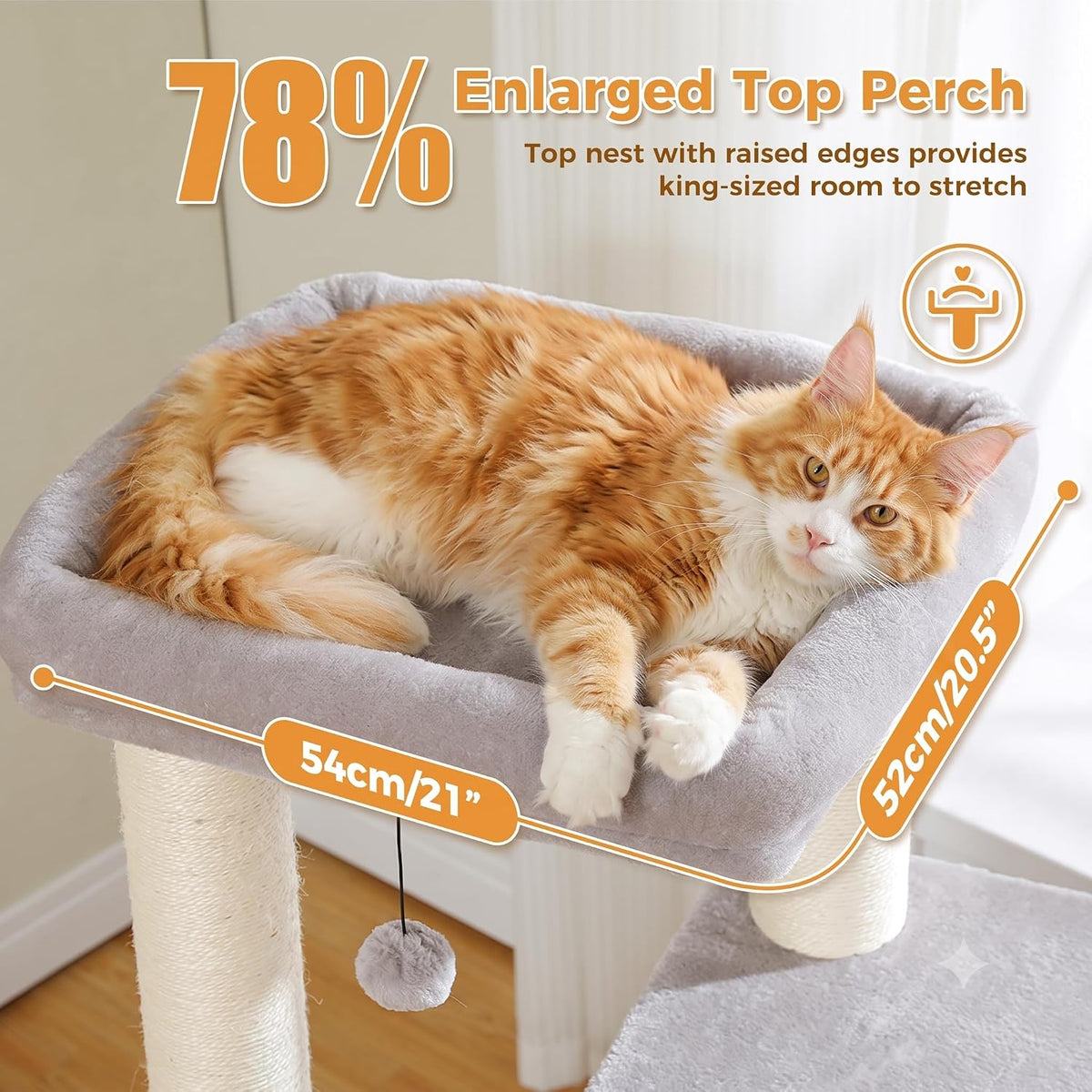 PAWZ Road Large Cat Tree, 45" Heavy Duty Cat Tower with Dual Condos, Gray