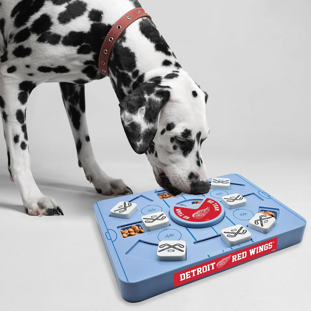 Pets First NHL Detroit RED Wings Large Puzzle Toy, New Size, Interactive Dog Treat & Slow Feeding Toy
