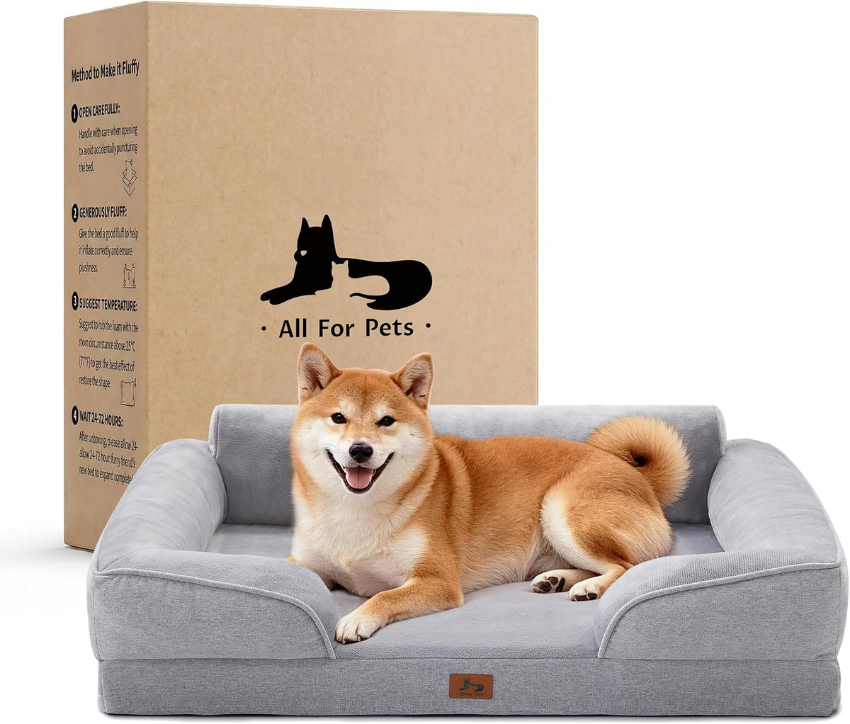 Large Orthopedic Dog Bed for Medium Dogs, Removable Washable, Grey