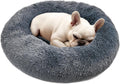 Dogs Bed for Small Dogs, Anti-Anxiety Washable Round Bed (24in Dark Grey)