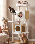Feandrea Cat Tree, 5-Tier Cat Tower with 2 Condos, 55.1 in