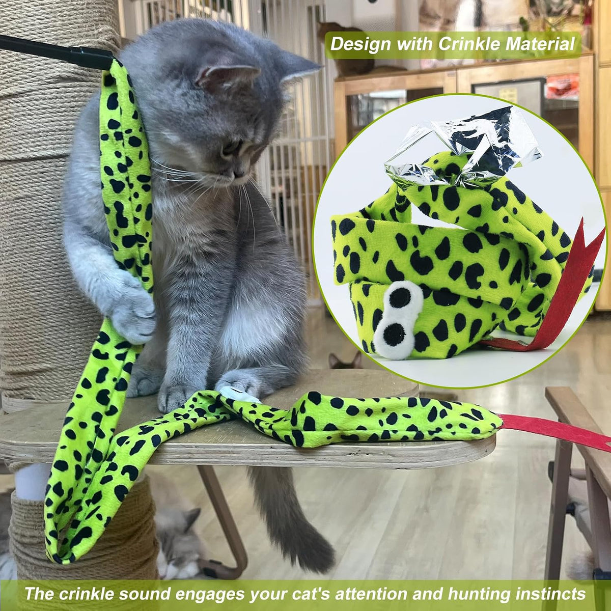 Interactive Cat Toy Wand with Catnip Mouse, Cat Teaser Wand Rainbow String for Bored Indoor Adult Cats and Kittens (8 Pack)
