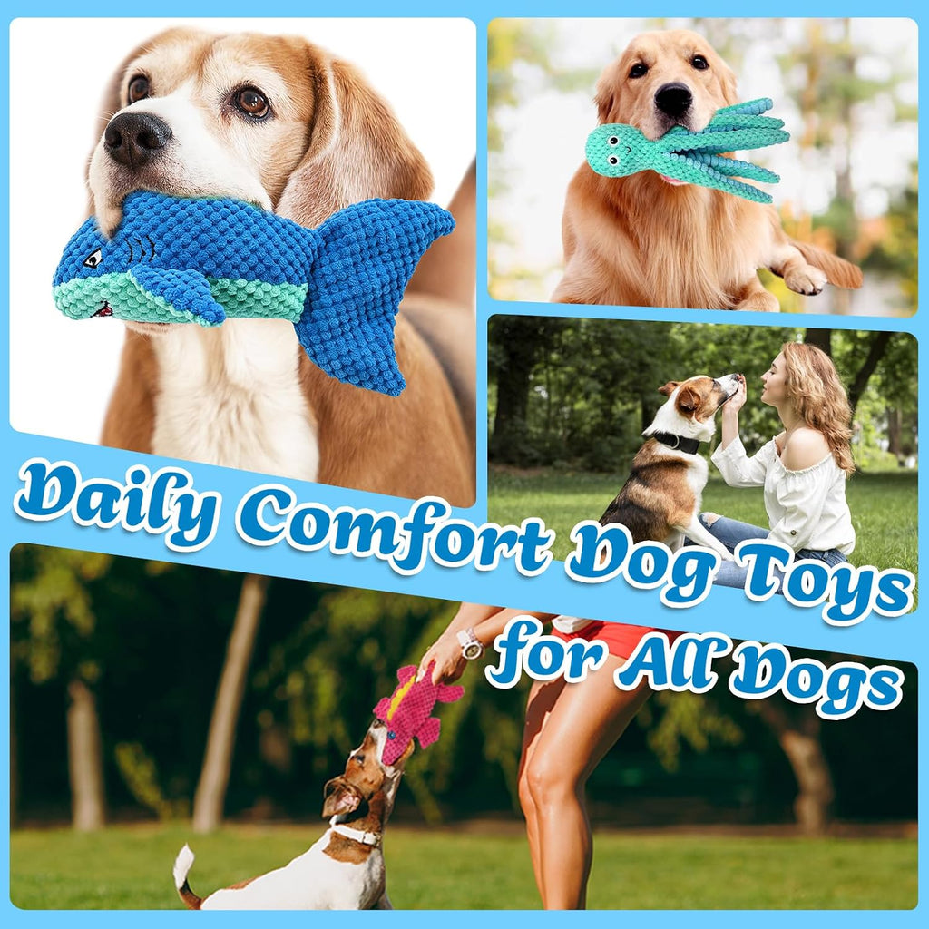 MRSOHRET Dog Squeak Toys for Aggressive Chewers, Crinkle Puppy Chew Toys | 5 Pack Plush Puppy Teething Toys, Tough Durable Stuffed Squeaky Dog Toy for Small Medium Large Breed to Keep Them Busy