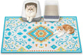 Cat Litter Mat, 35" x 23" Litter Box mat, Traps 100% Litter, Non-Slip Kitty Litter Trapping mats, Large Cute Litter mat, Easy Clean for Scatter Control, Bohe cat Food mat, Urine Waterproof | Traps 100% Litter, Cute litter mat for litter box, Soft on Ki...