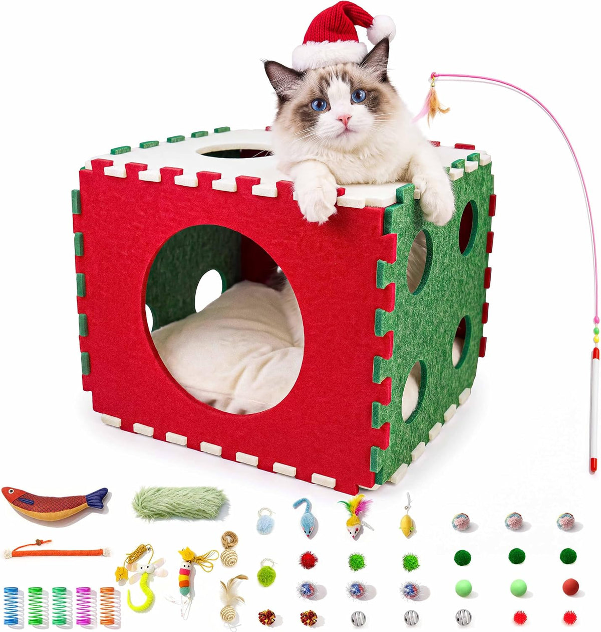 41 Pcs Christmas Cat Toys for Indoor Cats, Christmas Cat Gifts