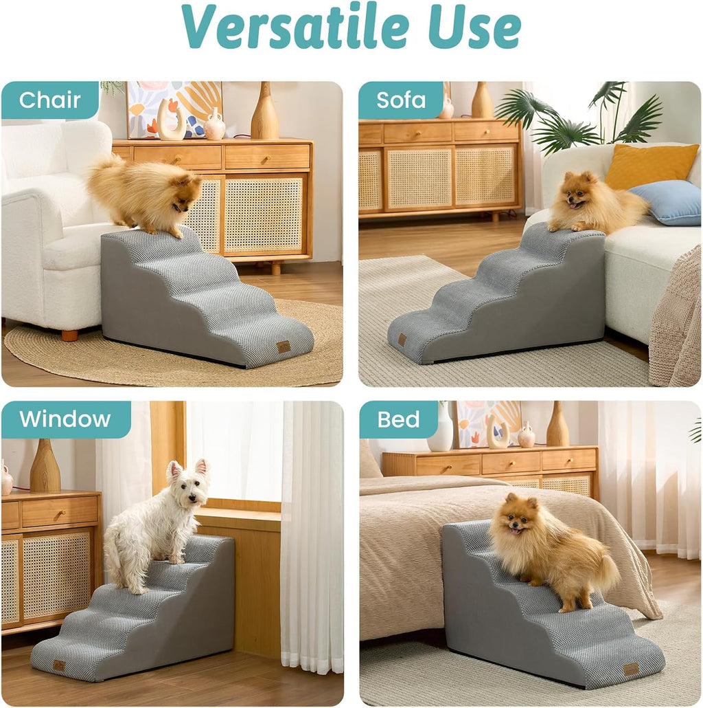 COZY KISS Dog Stairs for Small Dogs, 5 Step Pet Stairs for Beds & Couches