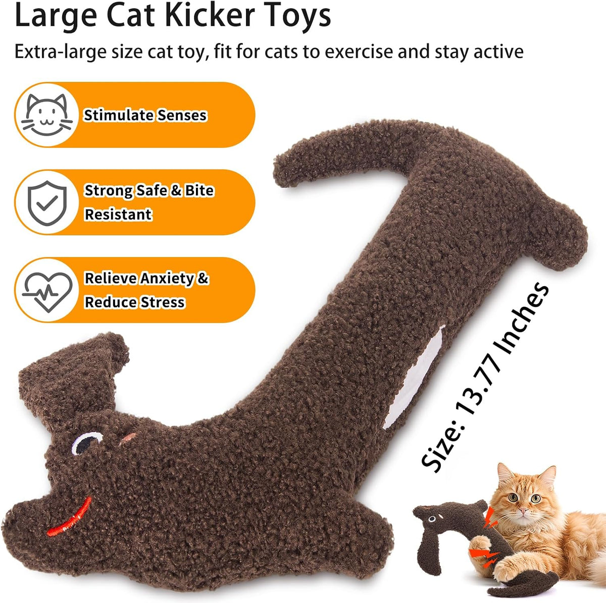 ETEKYER Refillable Catnip Cat Kicker Toy, Large, 13.77 Inches | Crinkle Sound, Durable and Soft, For Indoor Cats, Boredom Relief Interactive Fun