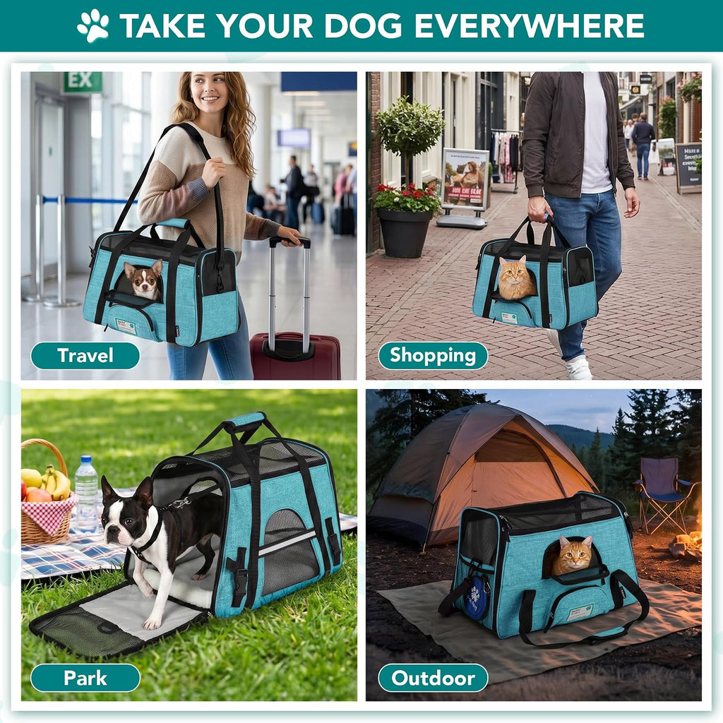 PetAmi Airline Approved Pet Carrier for Cats Small Dogs, Large Heather Blue