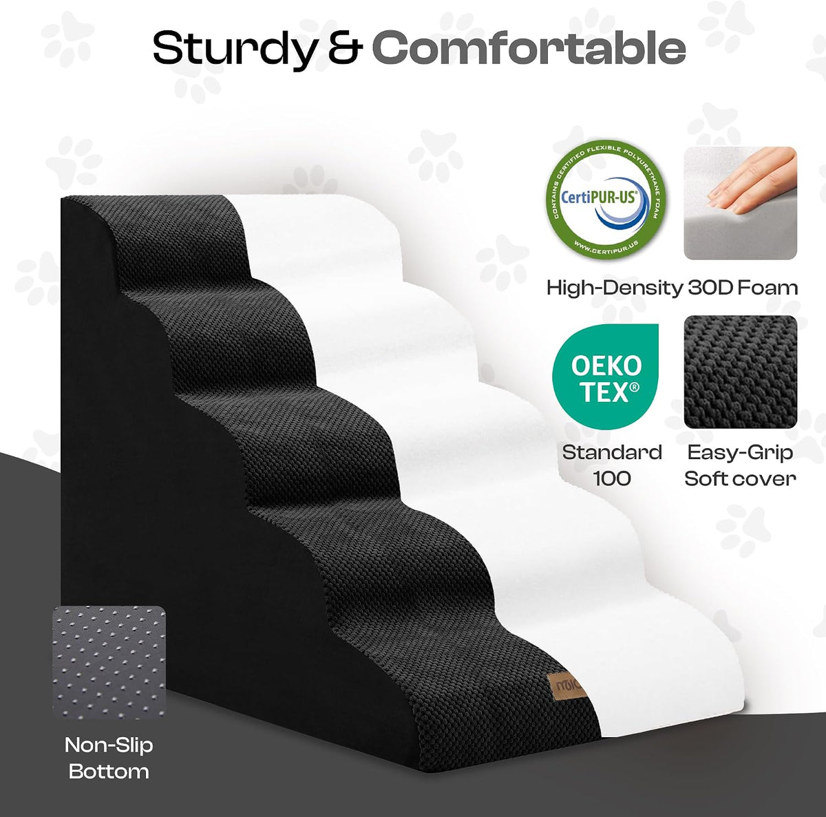 Miorun Extra Wide Dog Stairs for Large Dogs, 25" H Pet Steps for High Beds