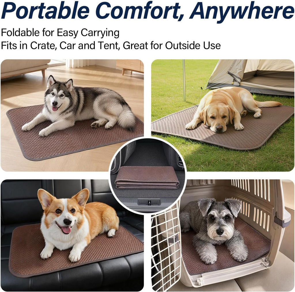 Woven Cool Mat for Dog L/XL, Waterproof Rinse-Clean Pad, 46" x 36"
