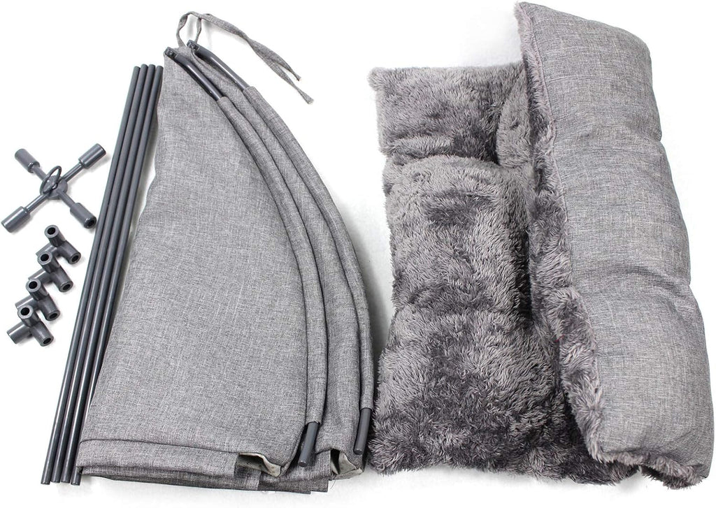 Winsterch Gray Cat Tent Covered Pet House for Indoor Cats, Washable Cushion