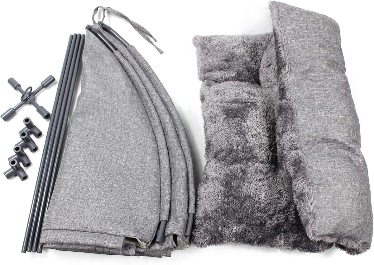Winsterch Gray Cat Tent Covered Pet House for Indoor Cats, Washable Cushion