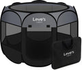 Love's cabin Pet Puppy Dog Playpen, Small Dog Tent Crates Cage Indoor/Outdoor, Portable Playpen for Cat, Foldable Pop Up Dog Kennel Playpen with Carring Case, Removable Zipper Top, Dark Grey