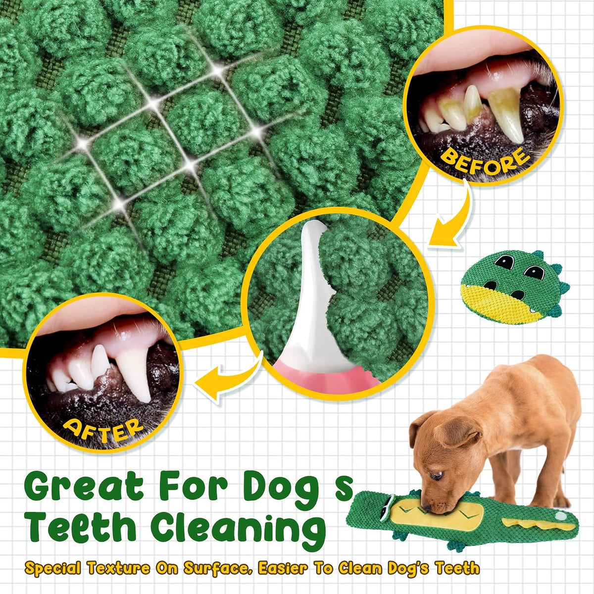 XIUGOAL Squeaky Dog Toys, 2 Pack No Stuffing Puppy Chew Toys, Crocodile