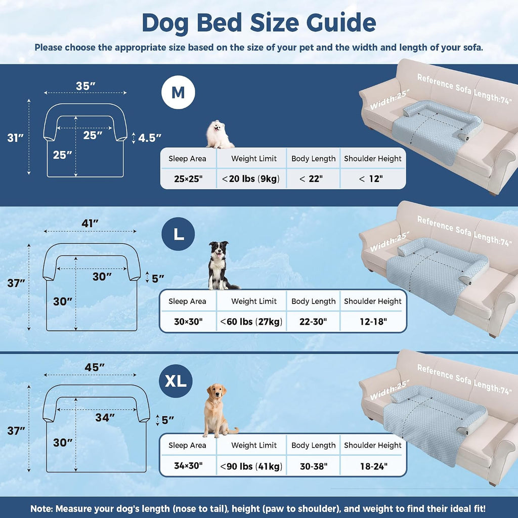 Medium Dog Cooling Bed for Sofa, 35x31 Inch Pets Couch Cover Mat