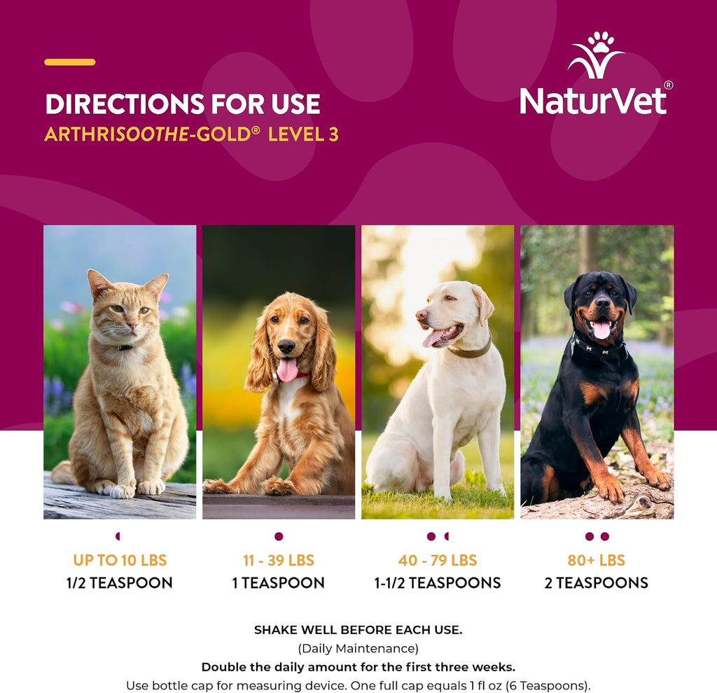 NaturVet ArthriSoothe-Gold Level 3 Advanced Joint Care for Dogs - 32 oz