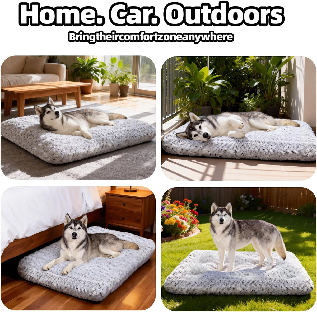 Dog Bed Large Size, Plush Washable Pet Bed Mat, Dog Crate Bed 41"x27" Gray