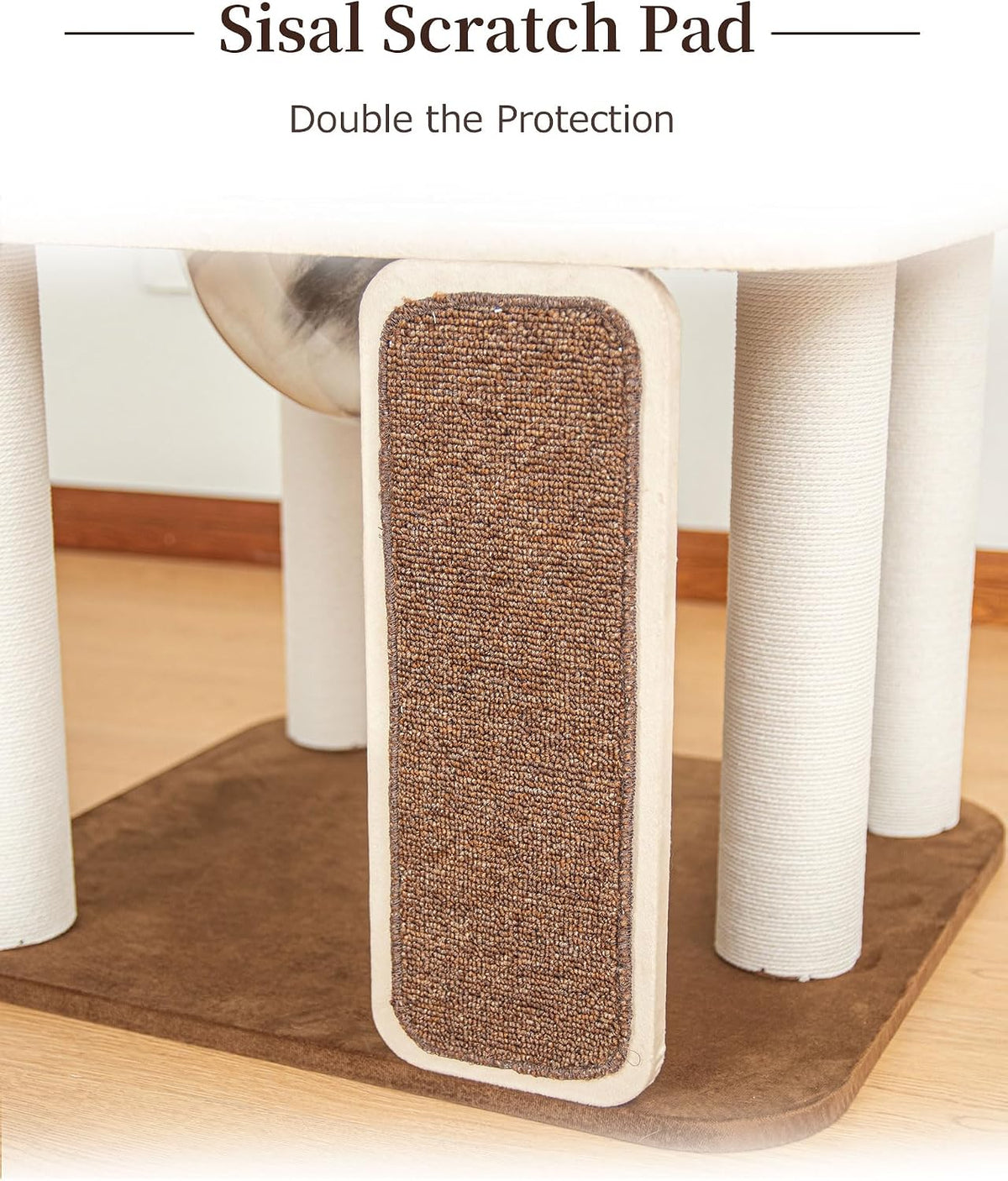 53" Cat Tree Tower for Large Cats, Large Perch & Sisal Board