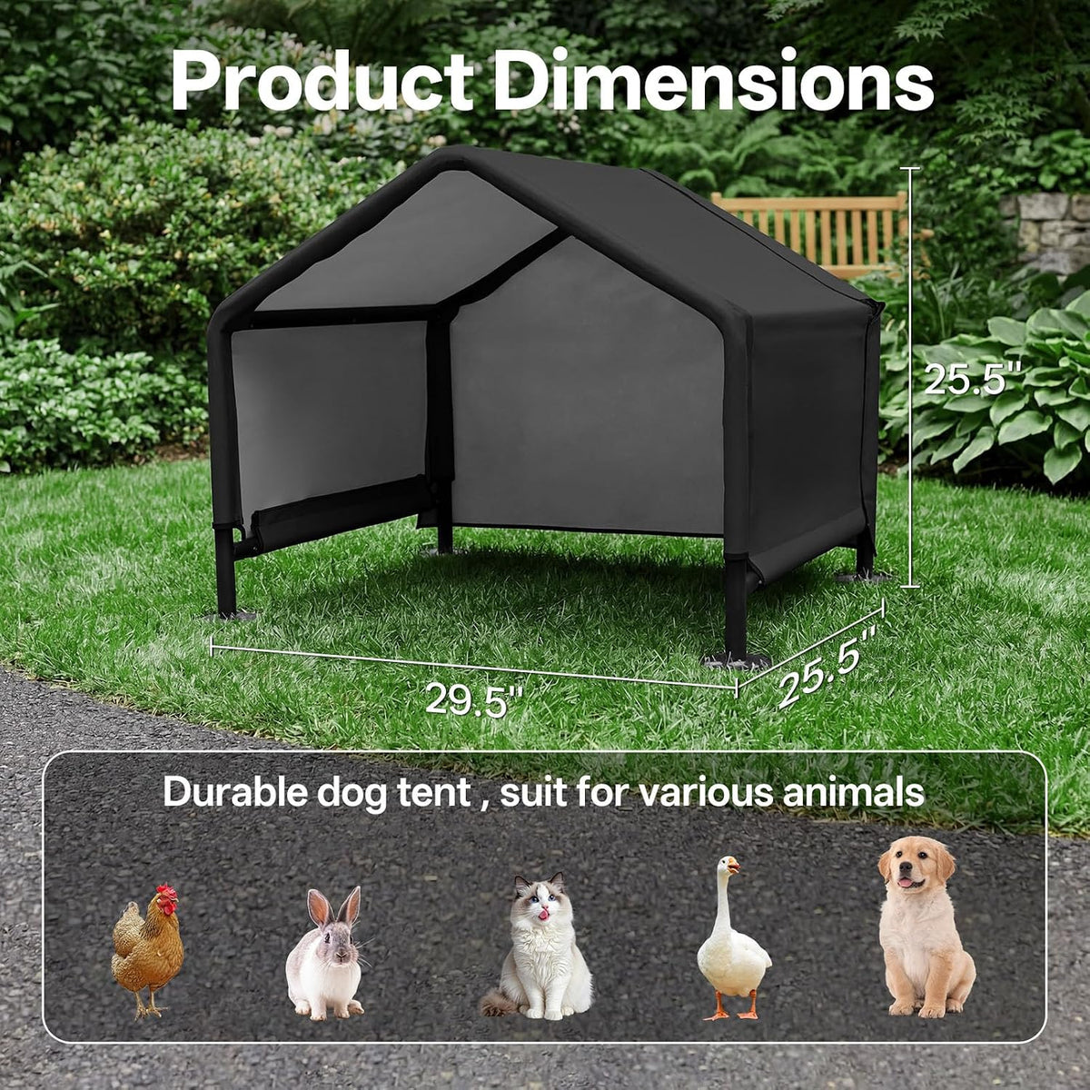 MEWANG Dog House Outdoor, Small Pet Shade Shelter Outside, Black