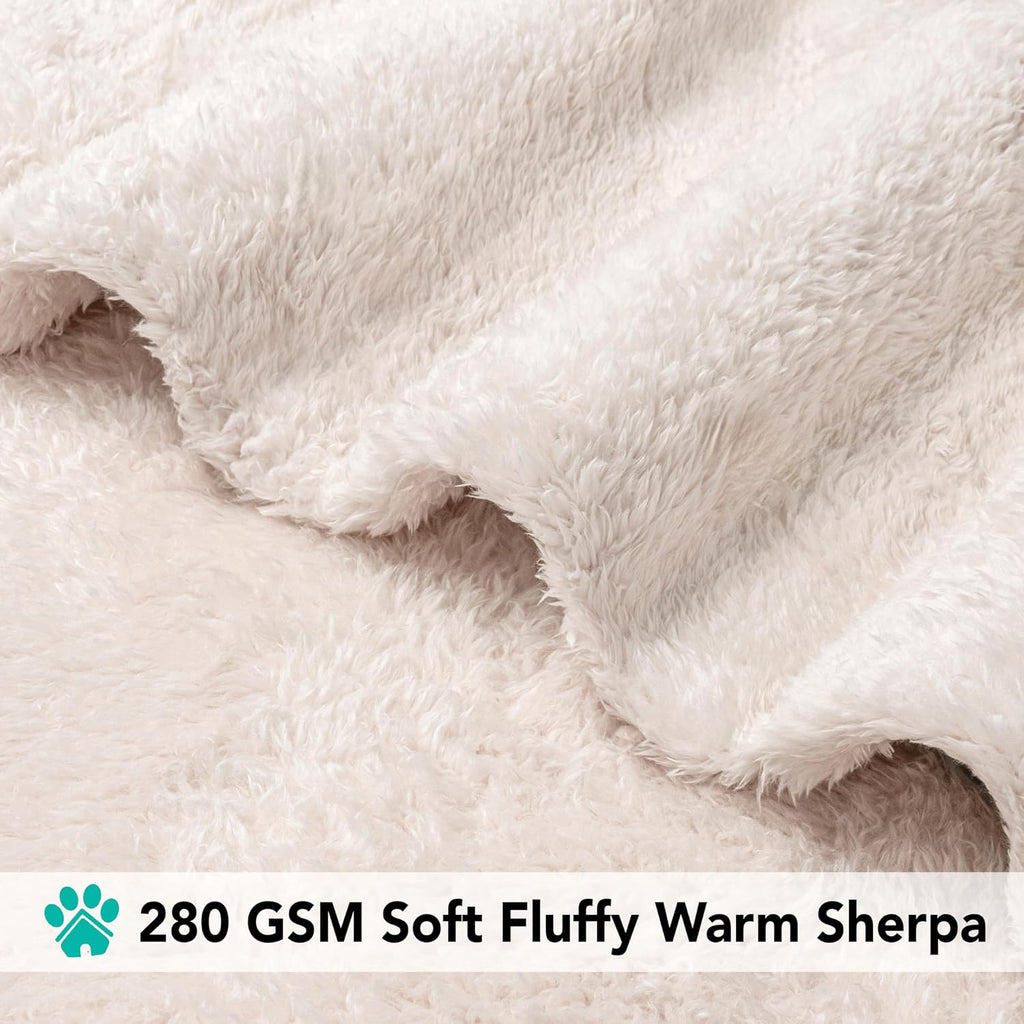 PetAmi Soft Plush Sherpa Dog Blanket for Pet Cat, Large 40x60, Beige