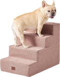 EHEYCIGA Dog Stairs for Bed 18" H, 4-Step Dog Steps for High Bed, Pink