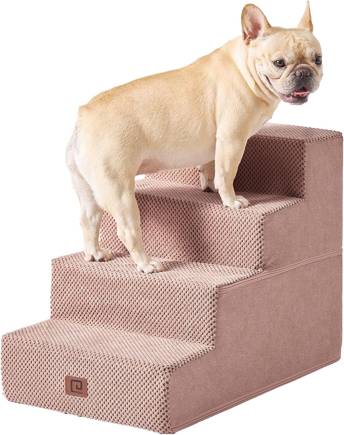 EHEYCIGA Dog Stairs for Bed 18" H, 4-Step Dog Steps for High Bed, Pink
