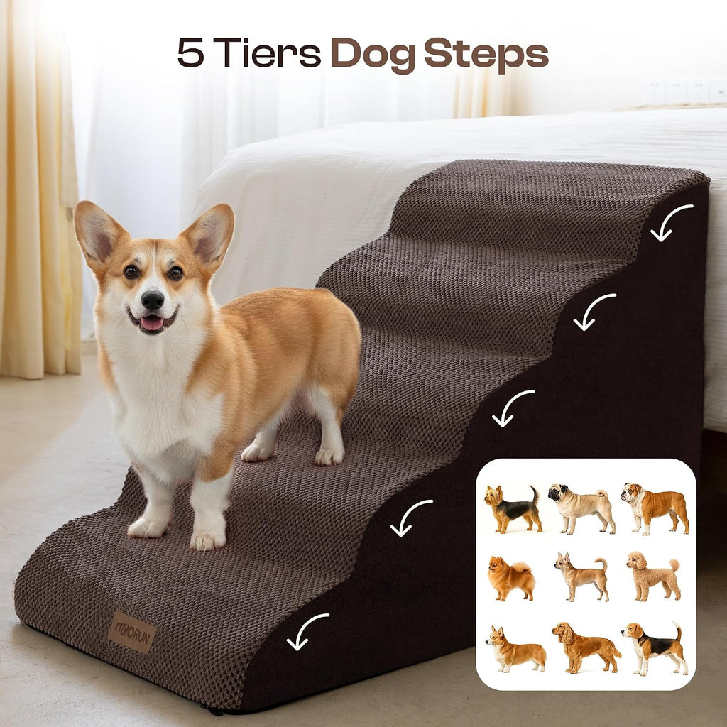 Miorun Extra Wide Dog Stairs for Large Dogs, 25" H Pet Steps for High Beds