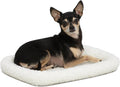 QuietTime by MidWest 18" Dog Crate Bolster Bed, White Fleece, Toy Breeds | Crate Mat, Measures 16.86 x 12.01 x 2.76 Inches, Machine Washable Pet Bed, Fits Most 18-Inch Dog Crates