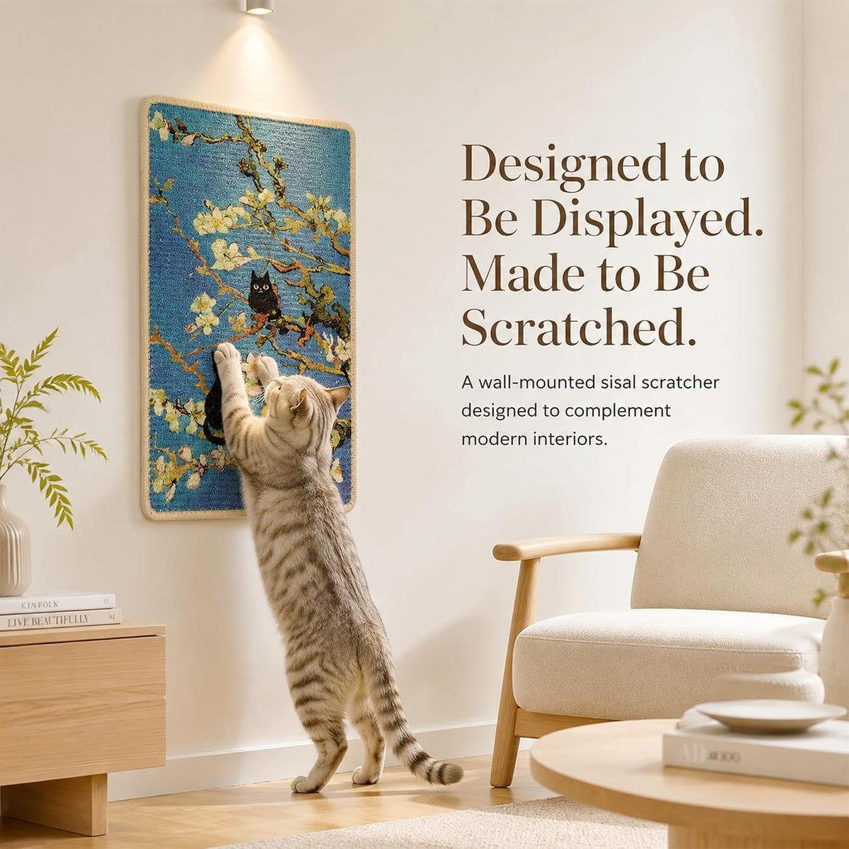 Art Sisal Cat Scratcher Mat, Cat Wall Scratchers for Indoor Cats