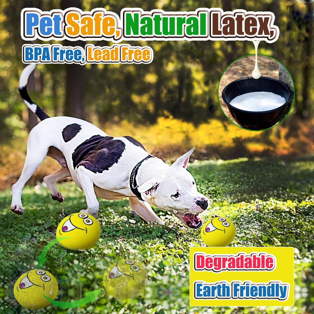 3.1" Squeaky Dog Toys for Large Dog, Medium Breed, Latex Flat Ball | 3.1"* 3.1"*1.8" Burger shape 4-Pack, Soft Squeaky Dog Balls, Natural Rubber Squeak Toys with Squeaker for Indoor & Outdoor