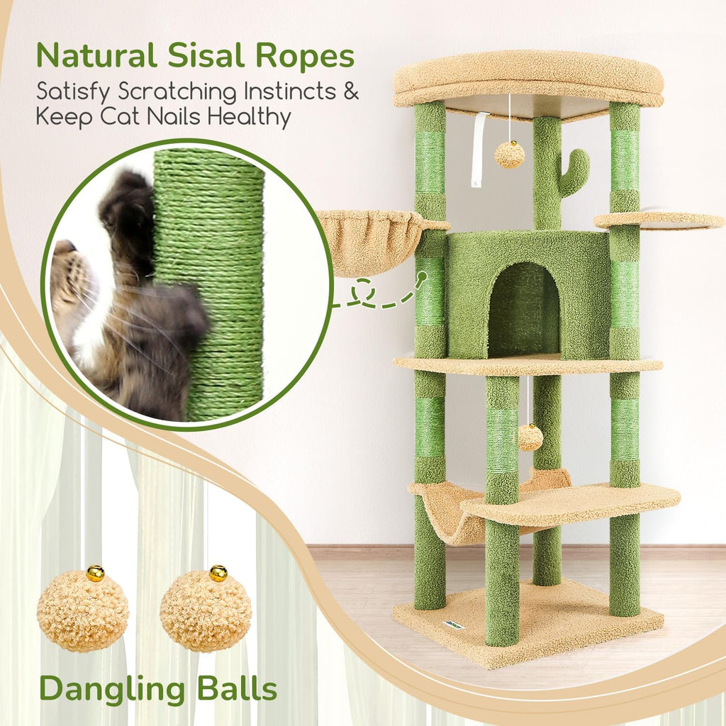 Globlazer Cactus Corner Cat Tree Tower with Scratching Post, C51, Green