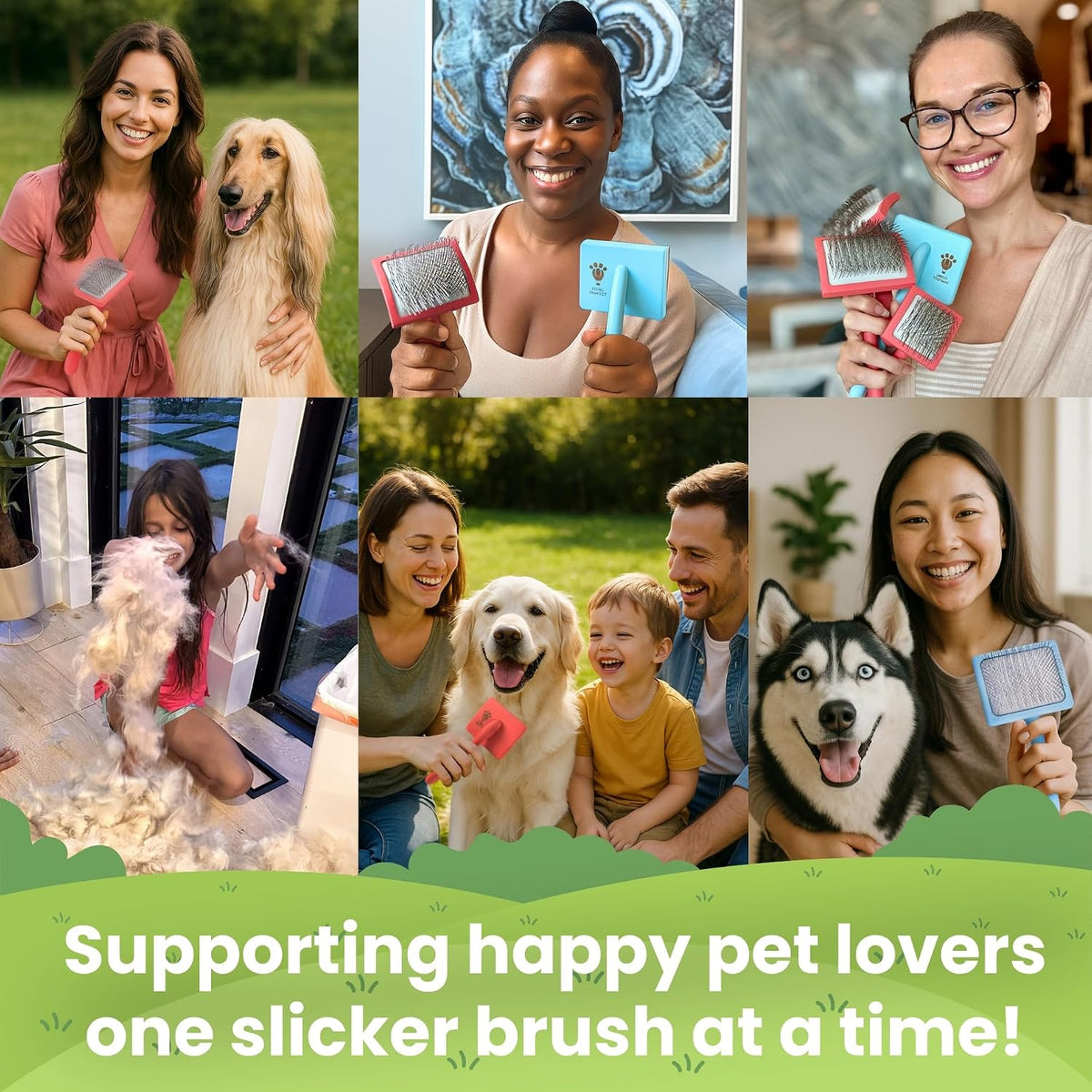 Pet Slicker Brush With Soft Massage Grooming Stainless Steel Pins - For Dematting, Shedding Fur, and Undercoat - Ideal Gift for Professional Pet Groomers - Long Slicker Brush (Baby Blue, Flat Small)