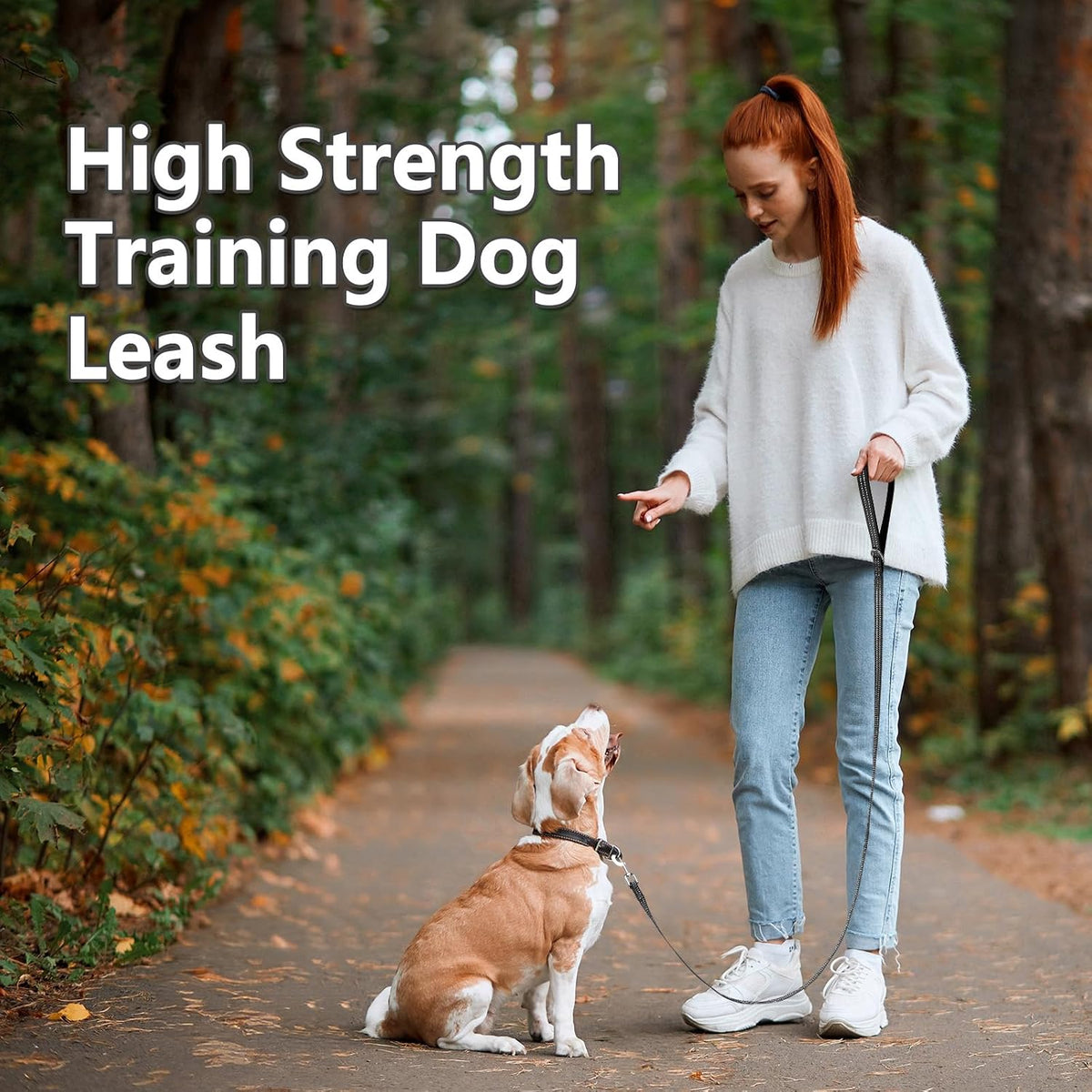 Long Dog Leash XiaZ Training Leashes 10/15/20/30/50/100ft Long Lead for Dogs 10ft Training Leash for Outside Black 10 Foot Nylon Padded Handle Reflective Hiking Yard