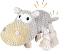 TOOPTATE Hippo Squeaky Dog Toy, Gray, Medium | Cute Plush Design, Rope Legs for Tugging, Helps Keep Dogs Busy, Suitable for Small, Medium, and Large Dogs
