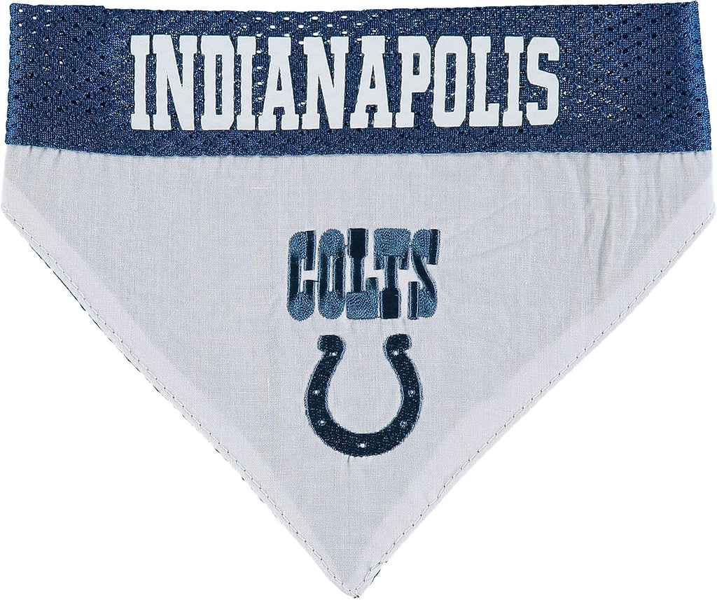 NFL DOG BANDANA - INDIANAPOLIS COLTS REVERSIBLE PET BANDANA. 2 Sided Sports Bandana with a PREMIUM Embroidery TEAM LOGO, Large/X-Large. - 2 Sizes & 32 NFL Teams available