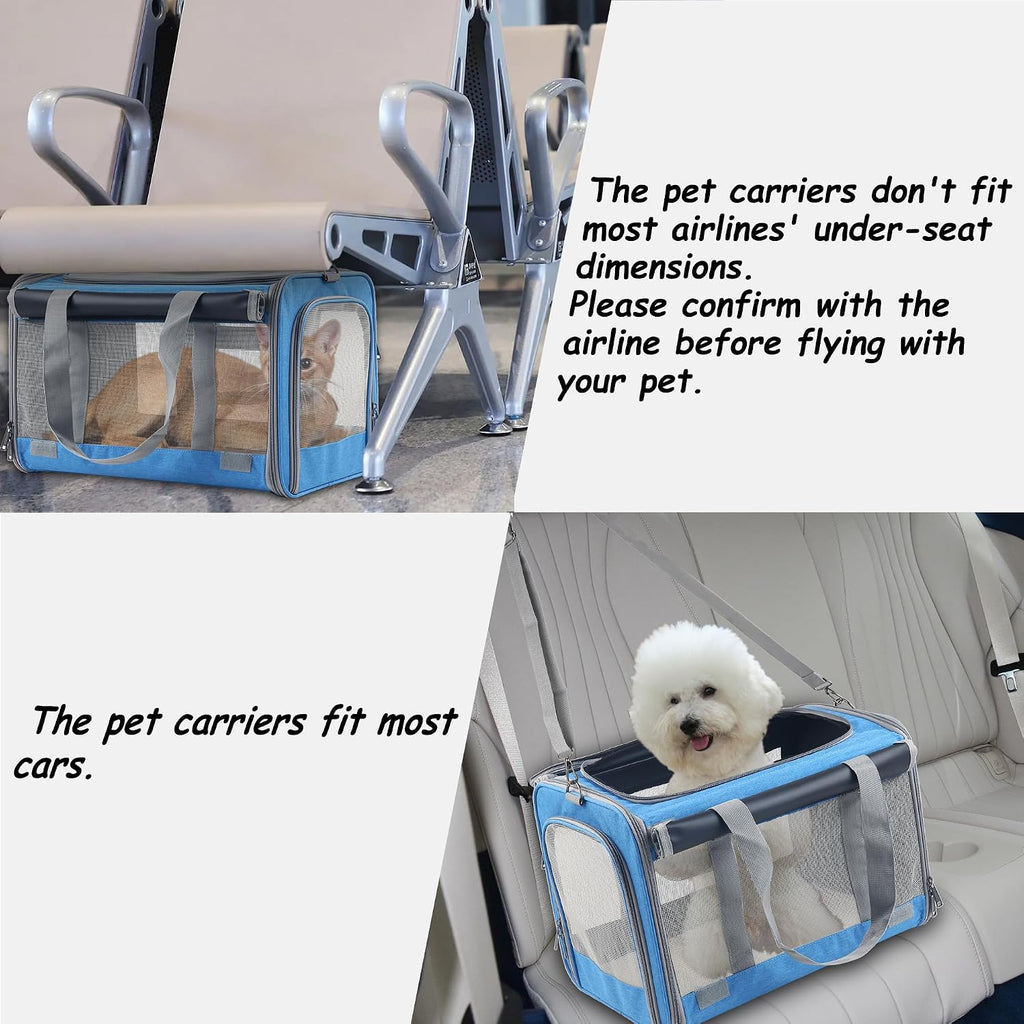 Large Cat Carriers Dog Soft Sided Carriers Cat Soft Sided Carriers Airline Approved Kitten Carrier Reptile Carrier Squirrel Carrier Guinea Pig Carrier(Large_Blue)
