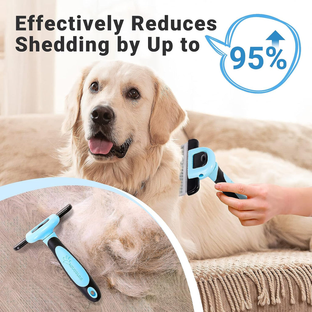 MIU COLOR Pet Grooming Brush, Deshedding Tool for Dogs & Cats, Blue | Effectively Reduces Shedding by up to 95%,Safe and Comfortable for Short Medium and Long Pet Hair 