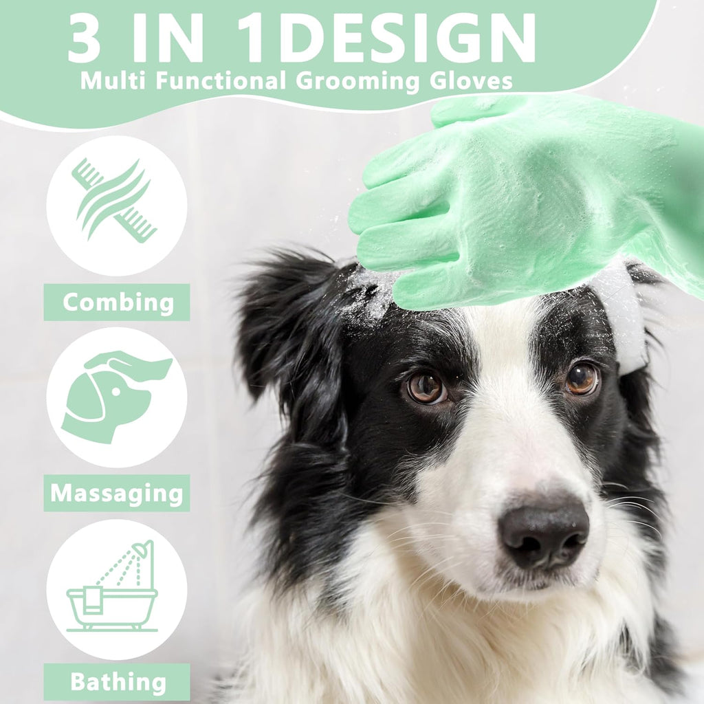 Pet Grooming Gloves—Dog Washing Gloves with High-Density Teeth