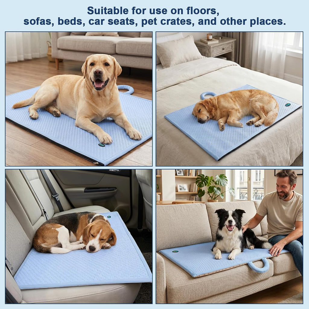 Ownpets Cooling Mat for Large Dogs, Non-Slip Woven Rattan Pad