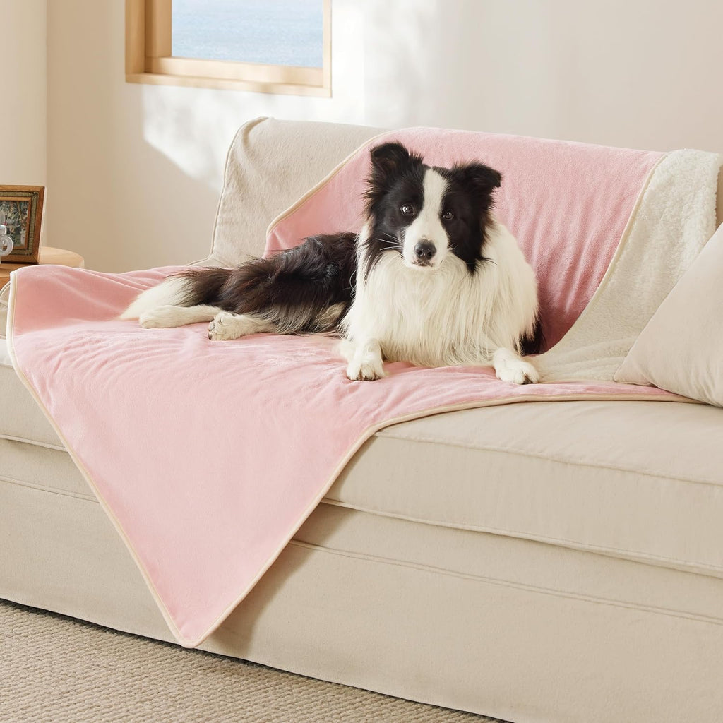 Bedsure Waterproof Dog Blankets for Large Dogs Sherpa Fleece Throw, 50X60
