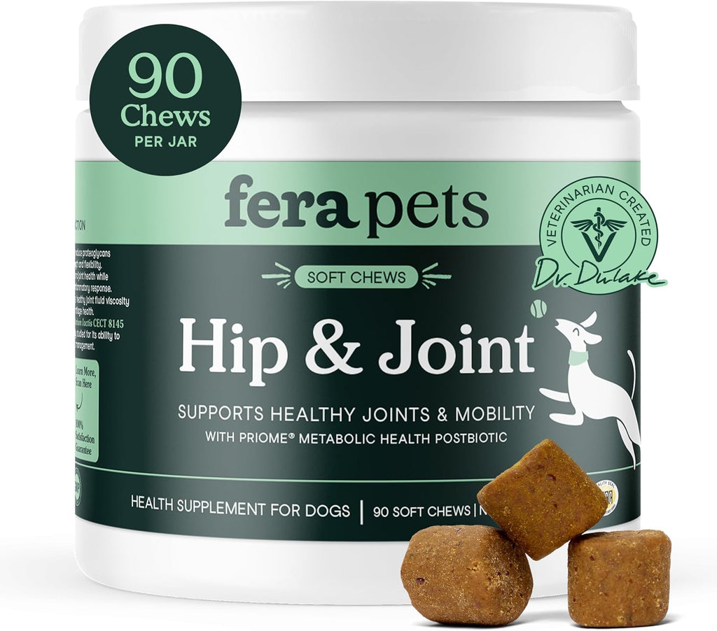 Fera Pets Hip & Joint Supplement for Dogs with Glucosamine, 90 Soft Chews