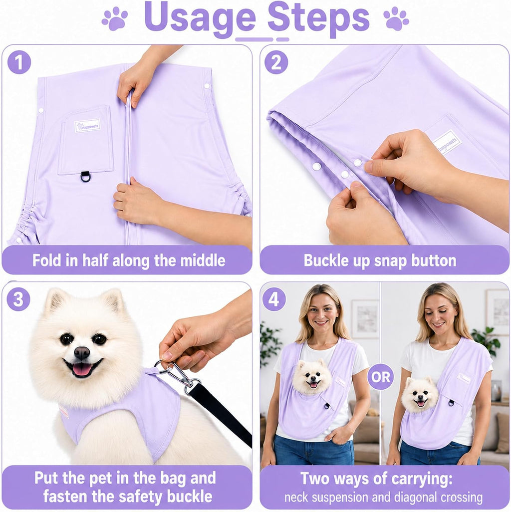 Ice Silk Dog Sling Carrier, Adjustable Safety Strap