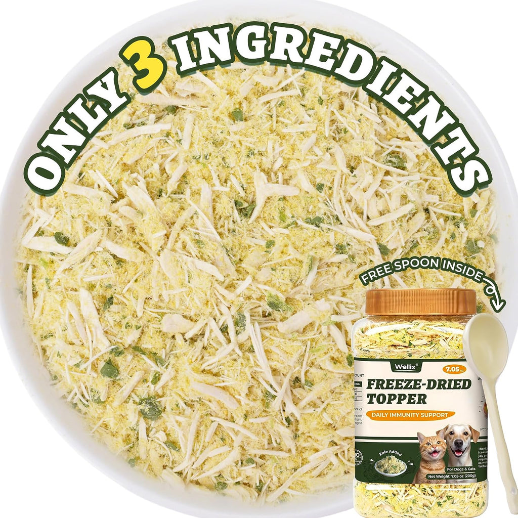 Wellix Freeze Dried Dog and Cat Food Toppers with Kale & Egg Yolk, 7.05oz