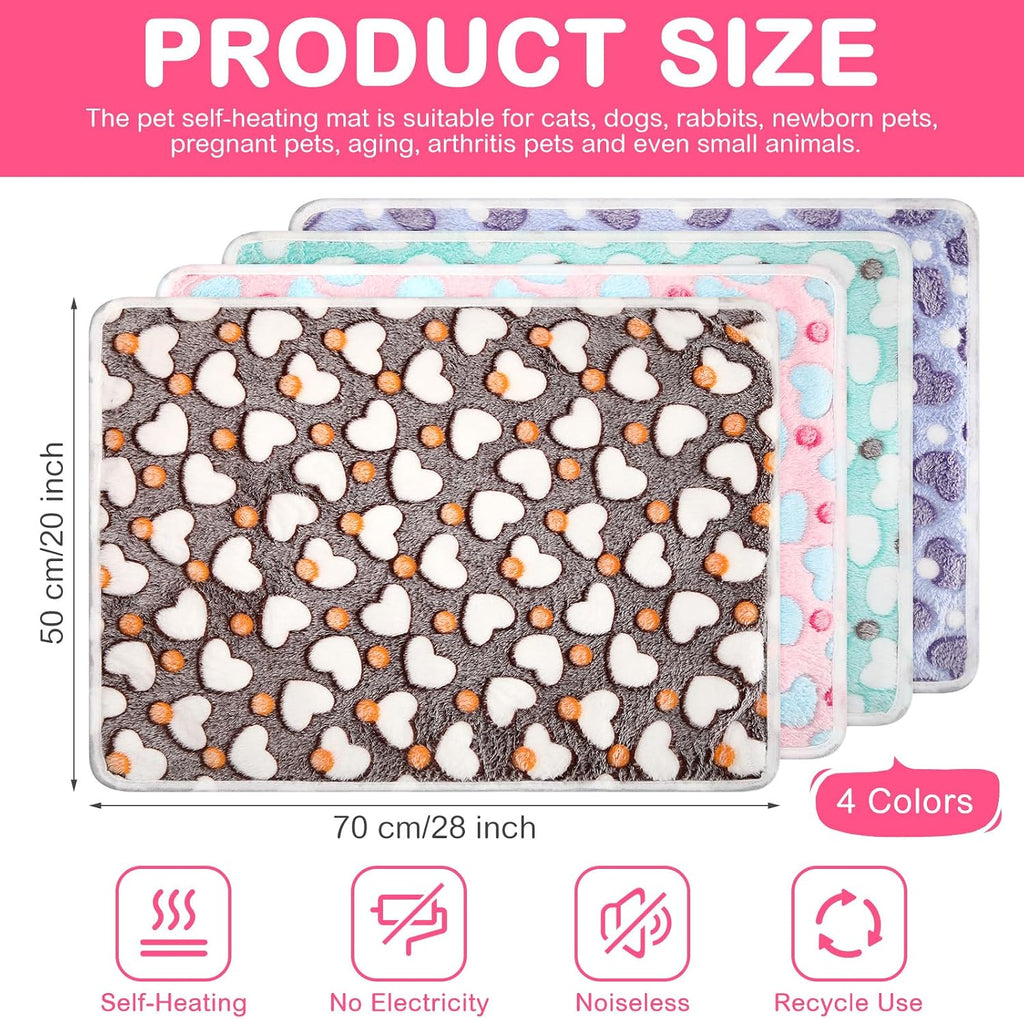 4 Pack Self Heating Cat Pad Self Warming Dog Mat, Heart, 20 x 28 Inch