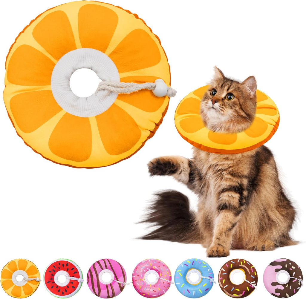 Seyezo Cat Cone Collar Soft, Adjustable Cat Recovery Cone, Orange, Large