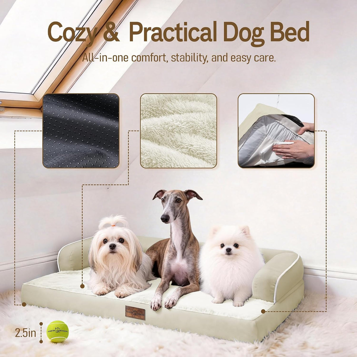 Comfort Expression Orthopedic Waterproof Jumbo Dog Bed for Giant Dogs
