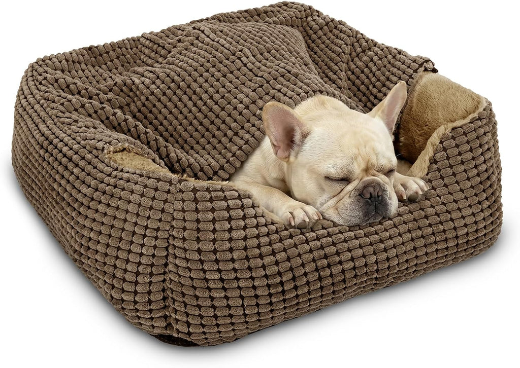 GASUR Dog Beds for Medium Small Dog with Cover Cave,Hooded Bed with Blanket