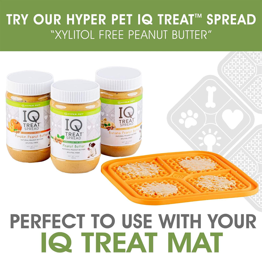 Hyper Pet IQ Treat Dog Slow Feeder & Cat Slow Feeder Used for Eating of Meals or Treats for Better Digestion (Enrichment lick mat Made in the USA - Large Orange Lick Pad Easy to Clean)